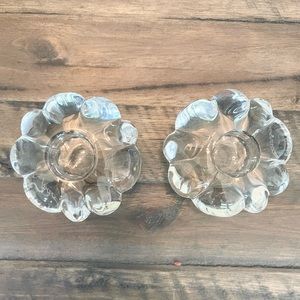 Set of two Exquisite Baccarat vintage mid-80’s flower shaped candlestick holders